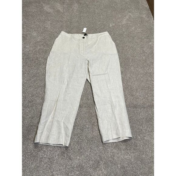 Talbots wide leg trouser women sz 16P high rise linen lightweight Beach $119 nwt - Picture 2 of 12